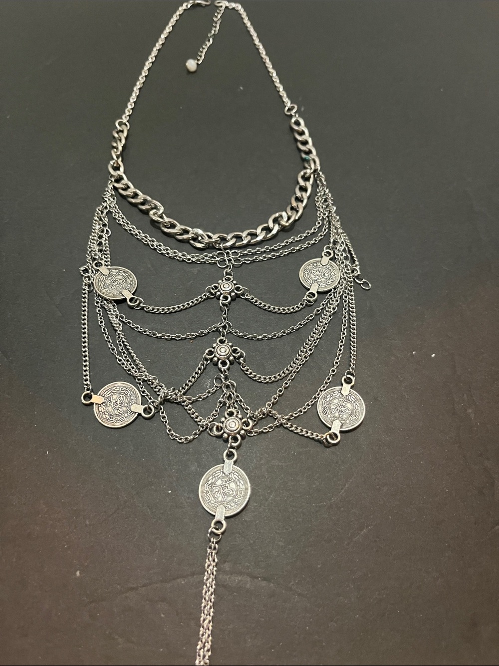 Bib Chain Coin Metal Necklace